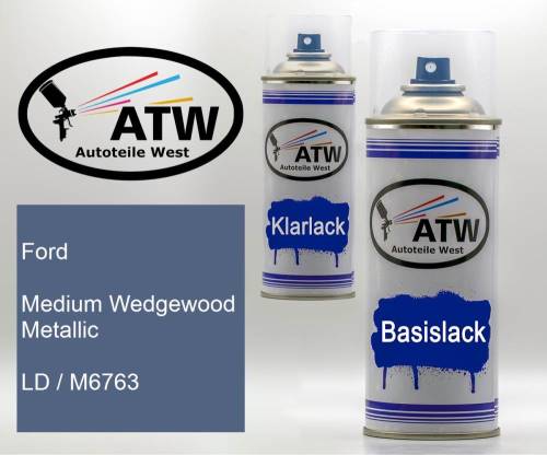 Ford, Medium Wedgewood Metallic, LD / M6763: 400ml Sprühdose + 400ml Klarlack - Set, von ATW Autoteile West.